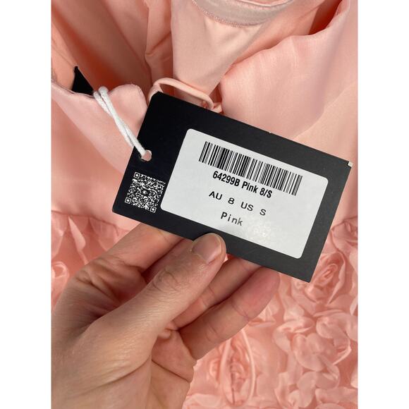 ANGEL BIBA Annalyn Strapless Mini Dress Pink NEW Floral Lace Fairy Princess S - Picture 13 of 13